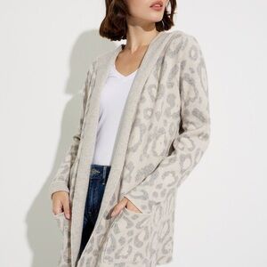 CAbi Gray Leopard Print Cardigan